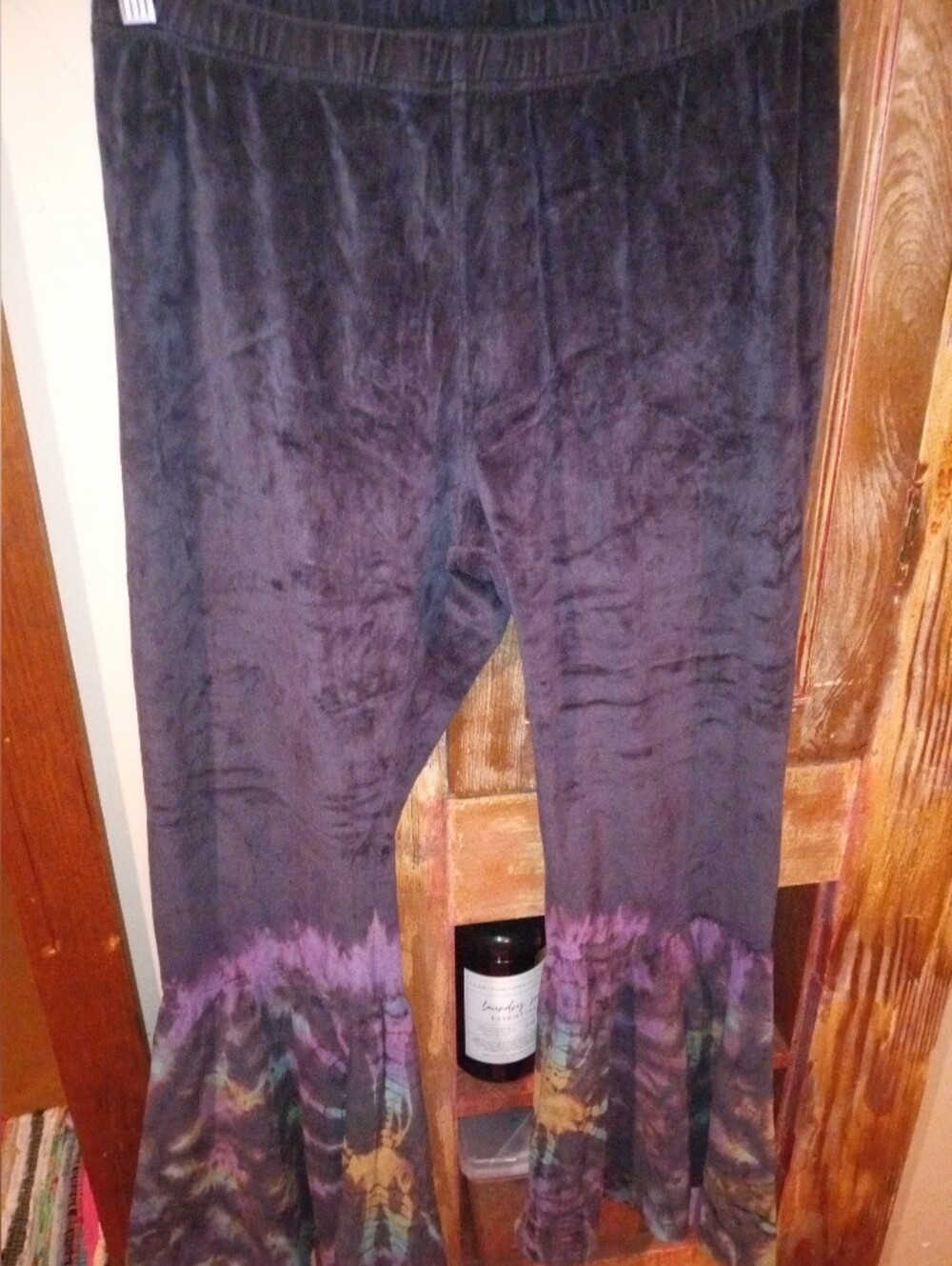 Gypsy Rose Women’s  Velvet Flare Pants - Purple Tie-Dye
